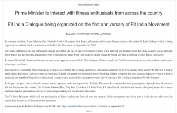 Fit India Dialogue on the first anniversary of Fit India Movement